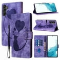 thumbnail image 1 of Cutyskin Wallet Case Designed for Samsung Galaxy S24 Plus | Cat Love Heart Embossed PU Leather TPU Inner Shockproof Phone Case with Strap | Card Holders Kickstand Magnetic Clasp Flip Case | Purple, 1 of 11