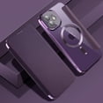 thumbnail image 1 of Cutyskin for iPhone 12 Flip Wallet Case, Built-in Camera Lens Protector [Compatible with MagSafe] Plating Transparent Business PU Leather RFID Blocking Credit Card Slots Phone Case,Purple, 1 of 7