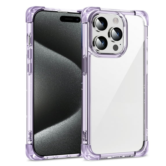 Cutyskin for iPhone 12 Pro / 12 Case Support Wireless Charging, Military-Grade Protection, Resists Yellowing and Scratches, Shockproof Hybrid Rubber TPU Transparent Case for iPhone 12 Pro / 12, Purple