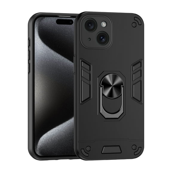 Cutyskin for iPhone 13 Case, Ring Holder with Camera Lens Protection & Kickstand Military Grade Drop Tested Shockproof Heavy Duty Protective Magnetic Phone Case For iPhone 13, Black