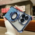 thumbnail image 1 of Cutyskin for iPhone 13 Glitter Magnetic Case with Invisible Ring Holder Stand [Compatible with MagSafe] Luxury Bling Plating Full Camera Lens Protection For iPhone 13, Blue, 1 of 13