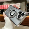 thumbnail image 1 of Cutyskin for iPhone 13 Pro Glitter Magnetic Case with Invisible Ring Holder Stand [Compatible with MagSafe] Luxury Bling Plating Full Camera Lens Protection For iPhone 13 Pro, Silver, 1 of 13