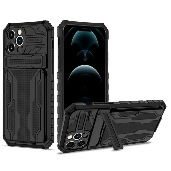 Cutyskin iPhone 13 Pro Max Armor Case with Hidden Card Holder Detachable Wallet Cover, Built-in Kickstand, Camera Lens Protection, Tough Rugged Shockproof Phone Case for iPhone 13 Pro Max, Black