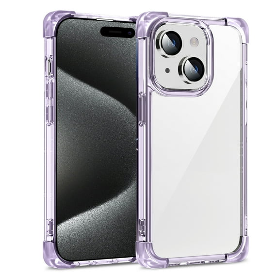 Cutyskin for iPhone 14 Case Support Wireless Charging, Military-Grade Protection, Resists Yellowing and Scratches, Shockproof Hybrid Rubber TPU Transparent Phone Case for iPhone 14, Purple