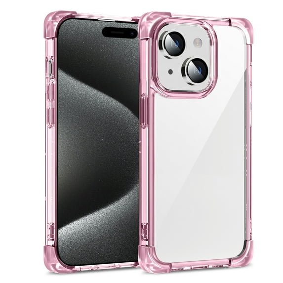 Cutyskin for iPhone 14 Case Support Wireless Charging, Military-Grade Protection, Resists Yellowing and Scratches, Shockproof Hybrid Rubber TPU Transparent Phone Case for iPhone 14, Pink