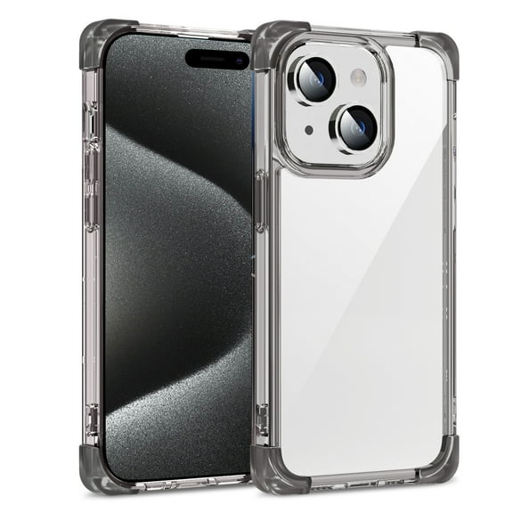 Cutyskin for iPhone 15 Plus Case Support Wireless Charging, Military-Grade Protection, Resists Yellowing and Scratches, Shockproof Hybrid Rubber TPU Transparent Phone Case for iPhone 15 Plus, Black