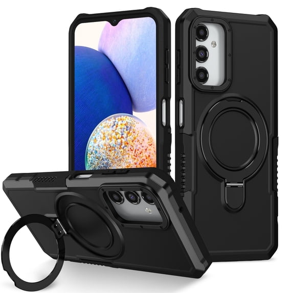Cutyskin for iPhone 16 Plus Case with 135° Adjustable Ring Kickstand, for Women Men, Military Drop Protection Armor Shock Absorbent Rugged Phone Case for iPhone 16 Plus, Black