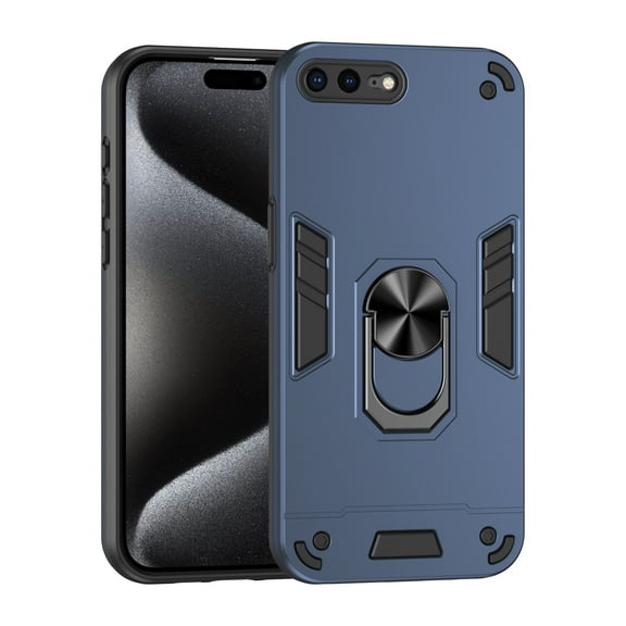 Cutyskin for iPhone 8 Plus / 7 Plus Case, Ring Holder with Camera Lens Protection & Kickstand Military Grade Drop Tested Shockproof Heavy Duty Protective Magnetic Phone Case, Navyblue