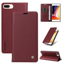 Cutyskin for iPhone 8 Plus / 7 Plus Case Wallet Card Holders-Premium Leather RFID Blocking Flip Book Cover [Shockproof TPU Shell] Folio Magnetic Closure Luxury Phone Case Kickstand Women Men,Winered