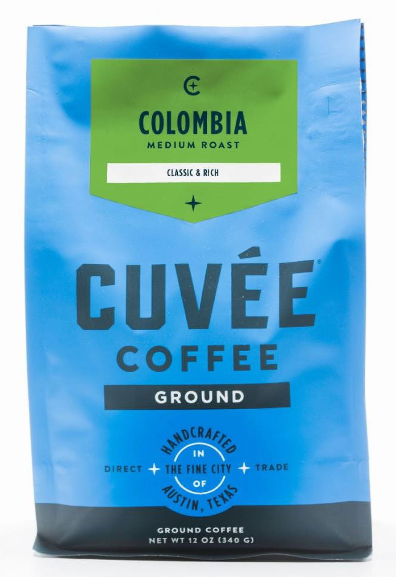 Cuvée Coffee Colombia Classic & Rich Ground Coffee, Medium Roast, 12 Oz