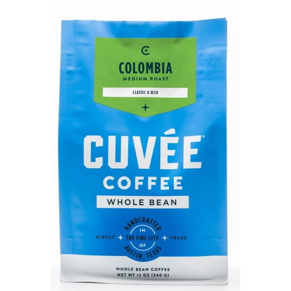 Cuvée Coffee Colombia Classic & Rich Whole Bean Coffee, Medium Roast, 12 Oz