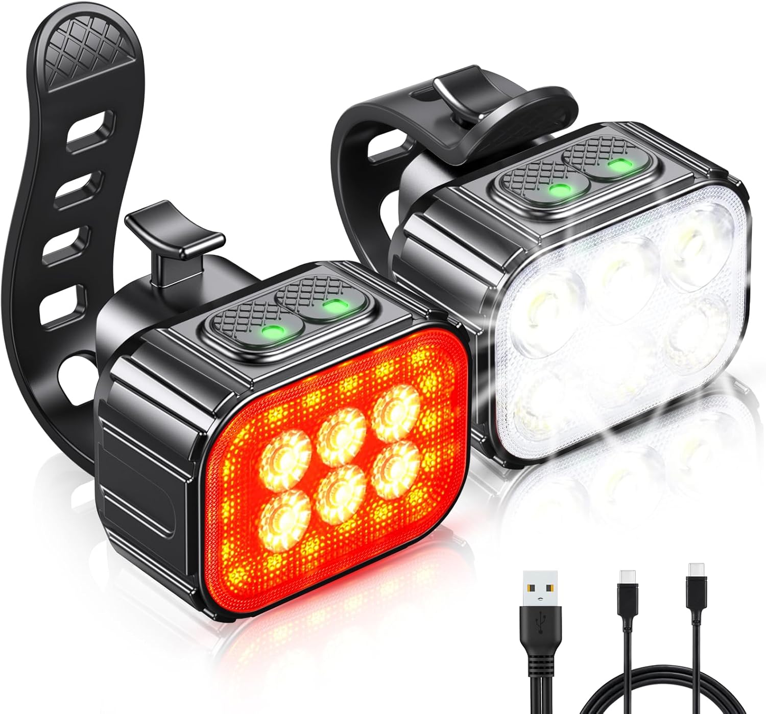 Bike Ride Modes Cuvccn Bike Lights Super Bright, Rechargeable Bicycle Set Multiple ...