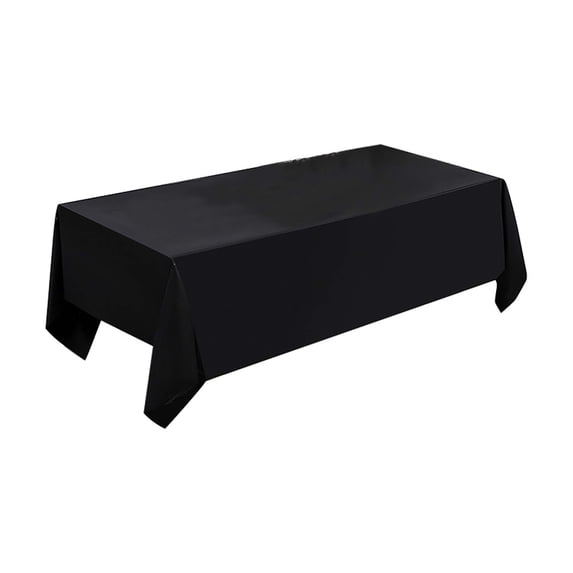 Cuxi Disposable Plastic Tablecloth, 54X108 Inch Rectangular Table Cover for Parties Wedding Birthday, Heavy-Duty Washable, Tablecloth Black