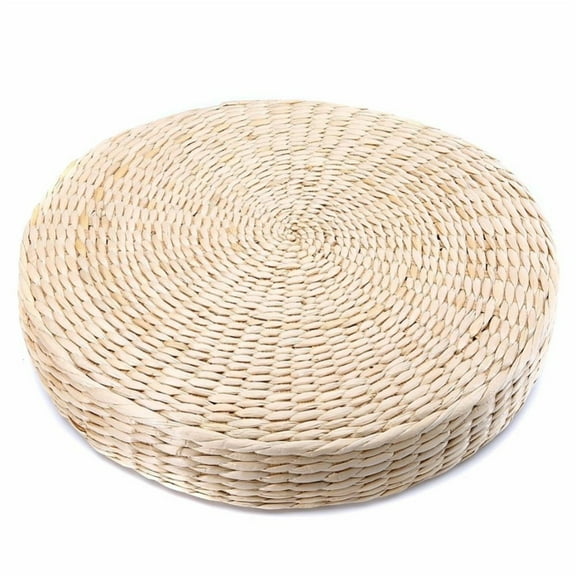 Cuxi Tatami Floor Cushion, Round Woven Seat Pillow for Meditation, Yoga, Zen, Tea Ceremony, Handmade Natural Fiber Cushion, 38X5Cm, Cushion Beige