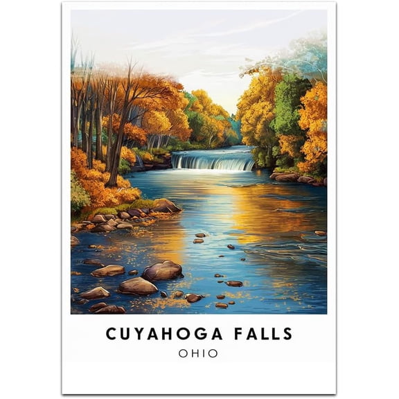 Cuyahoga Falls Map Retro Style Travel Canvas, Cuyahoga Falls Map Vintage Rustic Canvas Print, Home Office Wall Decoration, Cuyahoga Falls Map Country Canvas Canvas FRfB1V