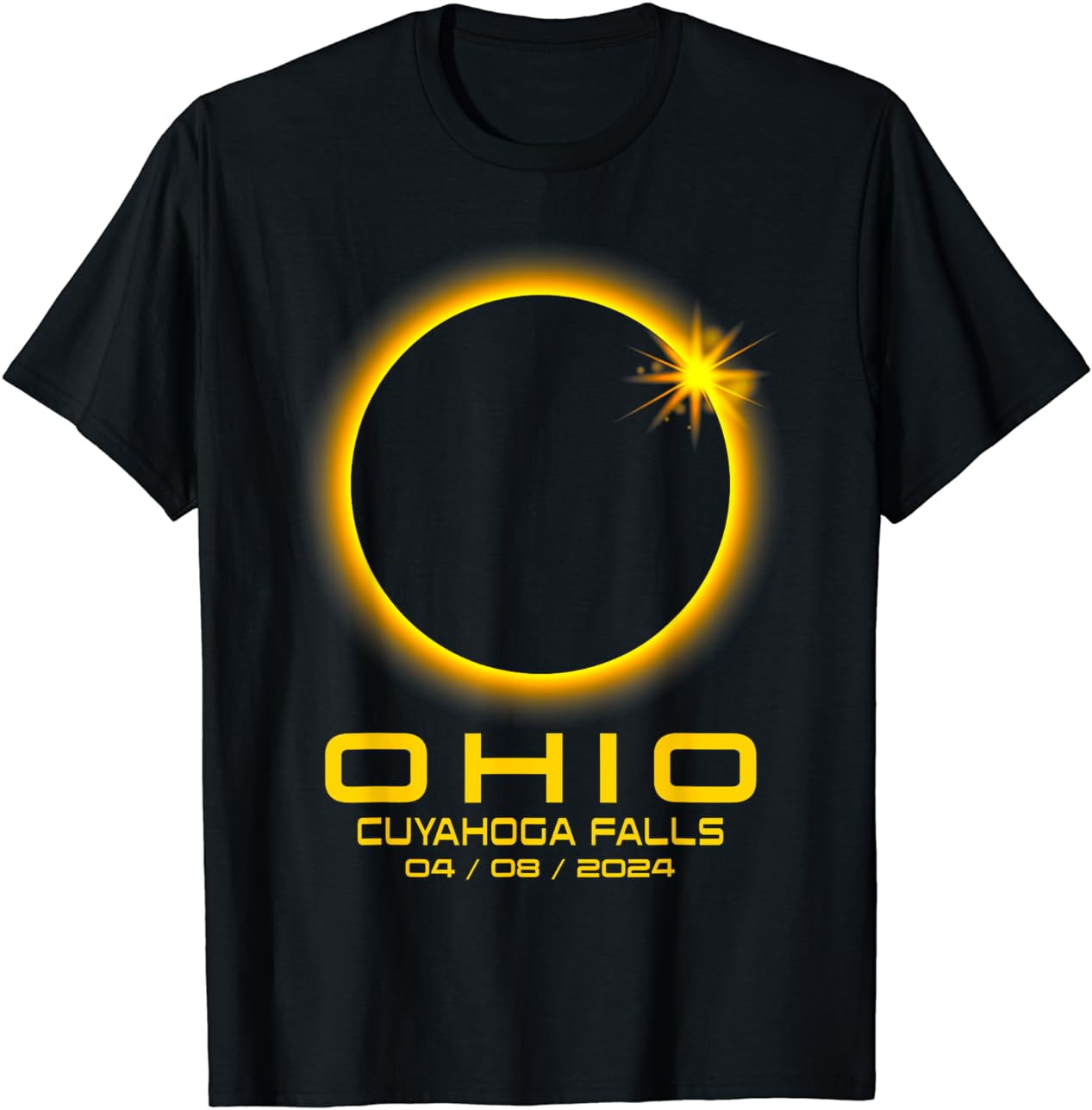 Cuyahoga Falls Ohio OH Total Solar Eclipse 2024 Cotton TShirt