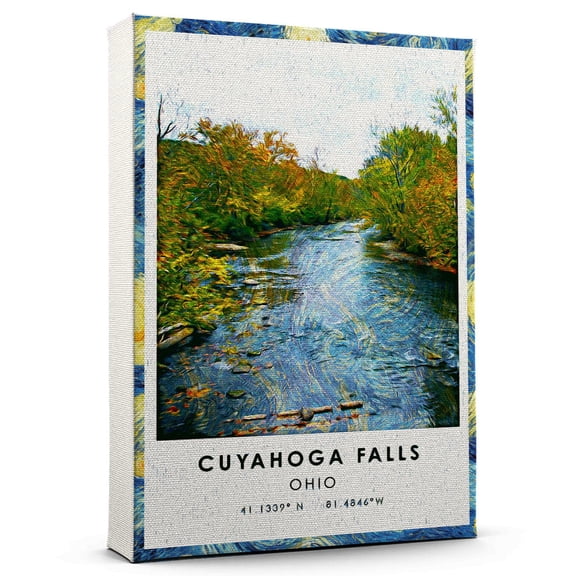 Cuyahoga Falls Travel Canvas, Ohio Travel Art Canvas, Cuyahoga Falls Travel City Canvas, Travel Artwork Canvas