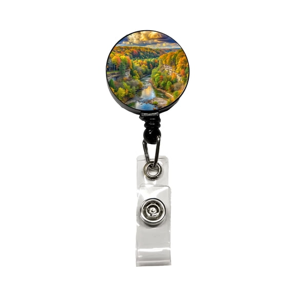 Cuyahoga Valley National Park Ohio Watercolor Style Retractable Reel ID Badge Key Card Name Tag Holder with Clip