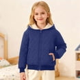 thumbnail image 1 of Cuzibr Coats For Girls Hoodie Solid Color Quilted Windproof Sweatshirt Casual Plaid Long Sleeve Comfy Sport Jacket Snow Outwear,Dark Blue,7-8 Years, 1 of 9