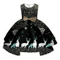 thumbnail image 1 of Cuzibr Girls Fall Dress Sleeveless Round Neck Sparkly Santa Deer Snowman Christmas Pattern A-Line Dress Party Prom Formal Gowns Outfits Cute Dresses,Black,8-9 Years, 1 of 3
