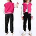 thumbnail image 1 of Cuzibr Girls Puffer Jacket Stylish Casual Baseball Jacket Striped Long Sleeve Button Down School Uniform Cardigan Lightweight Comfortable Winter Snow Coats,Rd1,3-4 Years, 1 of 6