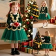 thumbnail image 1 of Cuzibr Girls Winter Dress Long Sleeve Round Neck Embroider Ruffles Pageant Princess Tutu Dress Birthday Wedding Gowns Performance Casual Fall Winter Dresses For Girls,Dark Green,3-4 Years, 1 of 9