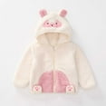 thumbnail image 1 of Cuzibr Kids Coats Thermal Fuzzy Cute Animal Character Windproof Hooded Wool Coat Solid Full Zip Up Long Sleeve Jackets Winter Outwear,White,3-4 Years, 1 of 7