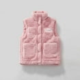 thumbnail image 1 of Cuzibr Kids Jacket Fuzzy Thermal Sleeveless Vest Coat Solid Color Stand Collar Zipper Thick Plush Lined Windproof Waistcoat With Pockets Winter Coat,Pink,2-3 Years, 1 of 7