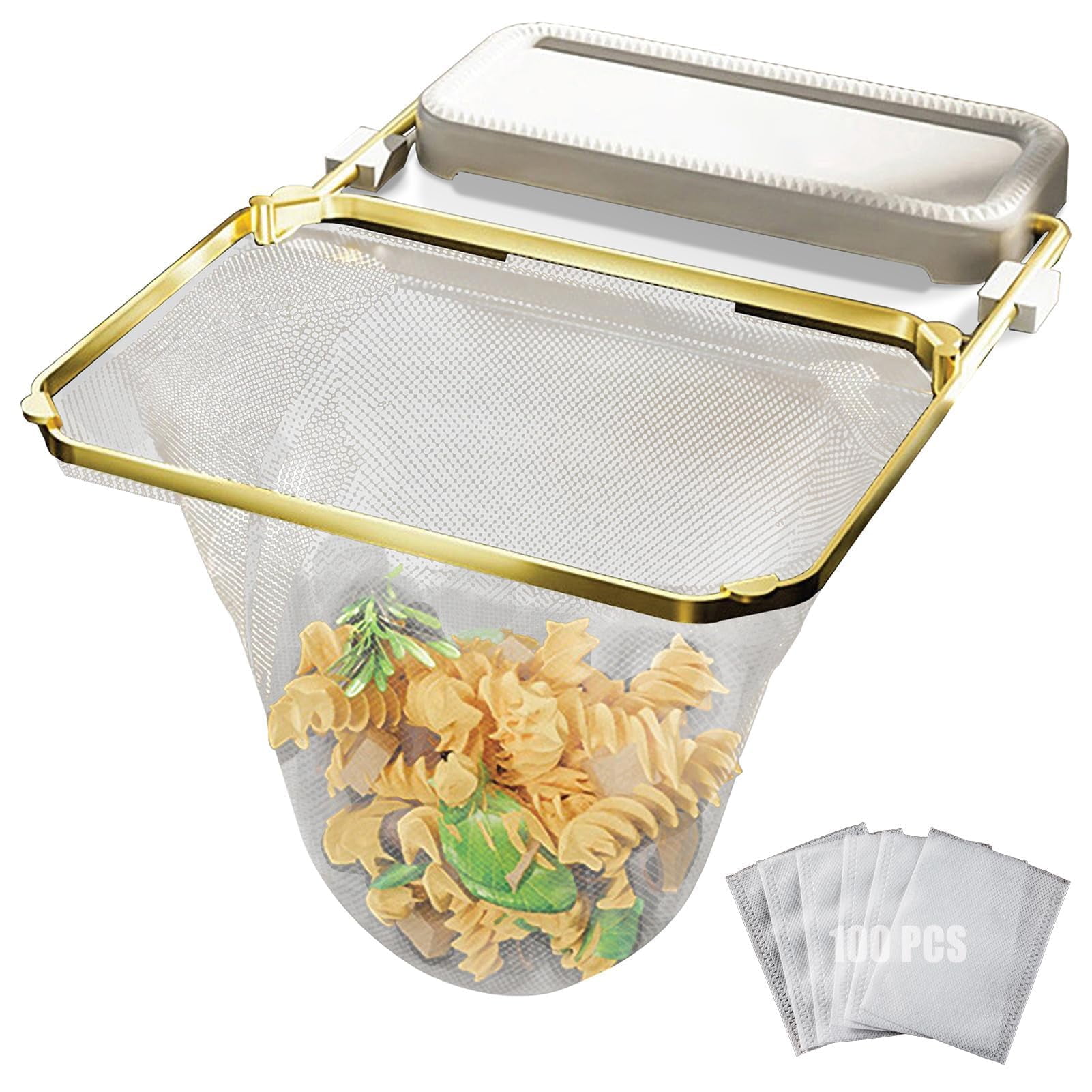 Image of Kanggoulu (beige) Foldable Sink Filter Rack Kitchen Sink Strainer Leftover Drain Rack Waste Garbage Net Shelf Filter Disposable Garbage Mesh Bags (1 pc drain rack and 100 pcs filter net bags)The Kanggoulu Foldable Sink Filter Review: The Messy Parent's Secret Weapon Against Clogs