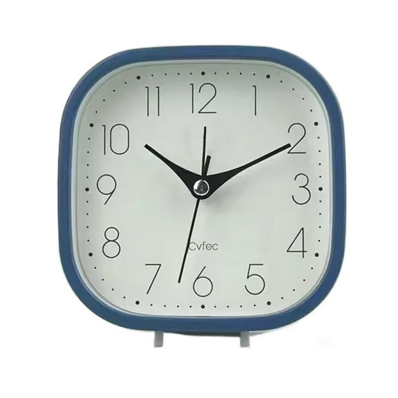 Cvfec Clocks, Battery Operated Analog Desk Clock, Small No Ticking Bedside Clock, Blue