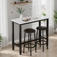 thumbnail image 1 of Cvortll 3-Piece Bar Table and Chairs Set, White Faux Marble High Top Pub Table with 2 PU Leather Stools, Tall Bar Table for Kitchen & Dining, Breakfast Bar Table for Small Spaces, 1 of 12
