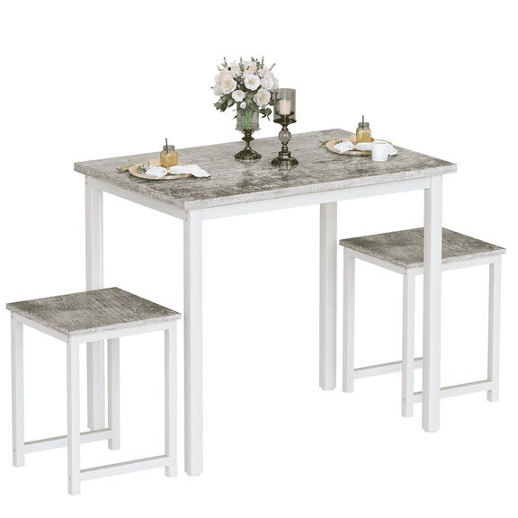 Cvortll Dining Table Set for 2,Small Wooden Kitchen Table Chairs Set,Farmhouse Rectangle Dinette Set for Dining Room,Breakfast Nook,Small Space