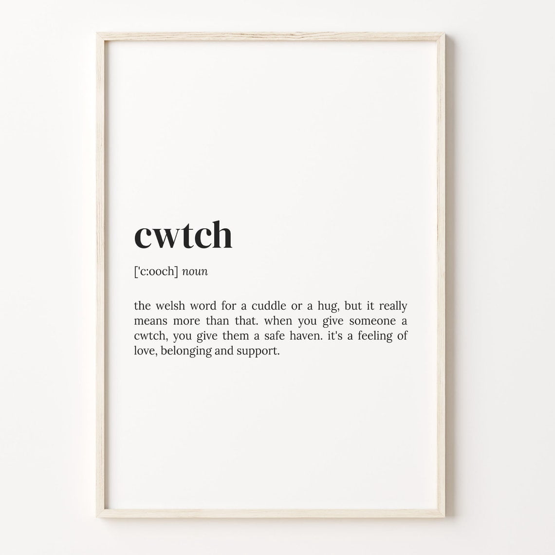 Cwtch Definition Welsh Word For Loved Ones Wall Art, Inspirational ...