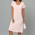 thumbnail image 1 of Cxenplz Nightgowns for Women Short Sleeves Sleep Shirt Stripes Crew Neck Night Shirt Colorblock Sleep Dress, 1 of 4