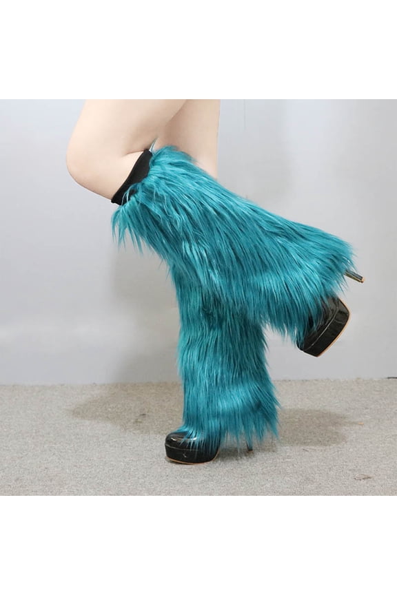 Plush Leg Warmers for Women Soft Furry Boot Toppers Ribbed Elastic Top Fuzzy Leg Covers Winter Accessory