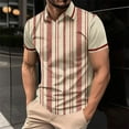 thumbnail image 1 of Cxenplz Shirts for Men Casual Button Lapel Work Business Shirt Plus Size Patchwork Striped Print Stylish Blouse Tops, 1 of 5