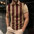 thumbnail image 1 of Cxenplz Shirts for Men Casual Button Lapel Work Business Shirt Plus Size Patchwork Striped Print Stylish Blouse Tops, 1 of 5