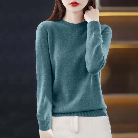 Cxenplz Sweaters for Women Fall Winter Knit Sweater Long Sleeve Tops Casual Pullover Sweater Basic Crewneck Top