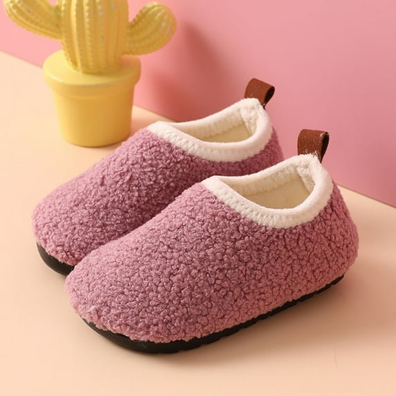 Cxenplz Toddler Kids Slippers Boys Girls Indoor House Shoes Non-Slip Fuzzy Warm Bedroom Slip On Slipper Walking Shoes for Home Winter