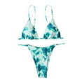 thumbnail image 1 of Cxenplz Triangle Bikini for Women Tie-Dye Printing String Bikini Set Low Waisted Two Piece Swimsuit Summer Vacation Bathing Suits, 1 of 5