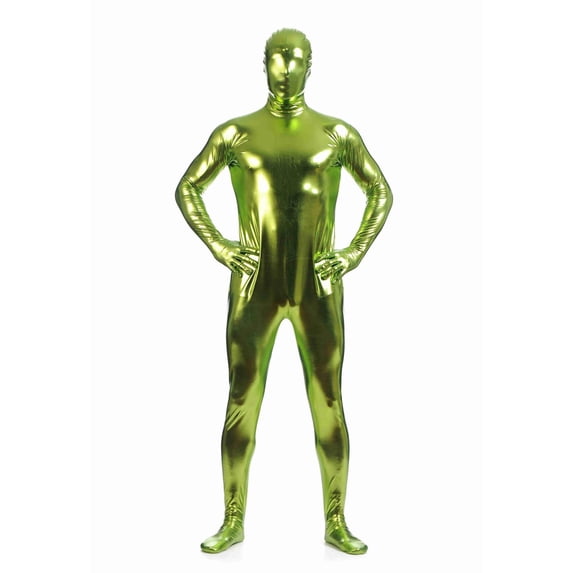 Cxenplz Unisex Metallic Bodysuit Full Cover Hood Adult Shiny One Piece Spandex Body Suit Bodysuit Costume