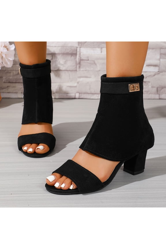 Wedge Sandals for Women Elastic Knit Peep Toe Heels Sandals Slip On Wedges Heels Open Toe Summer Ankle Booties Sandals