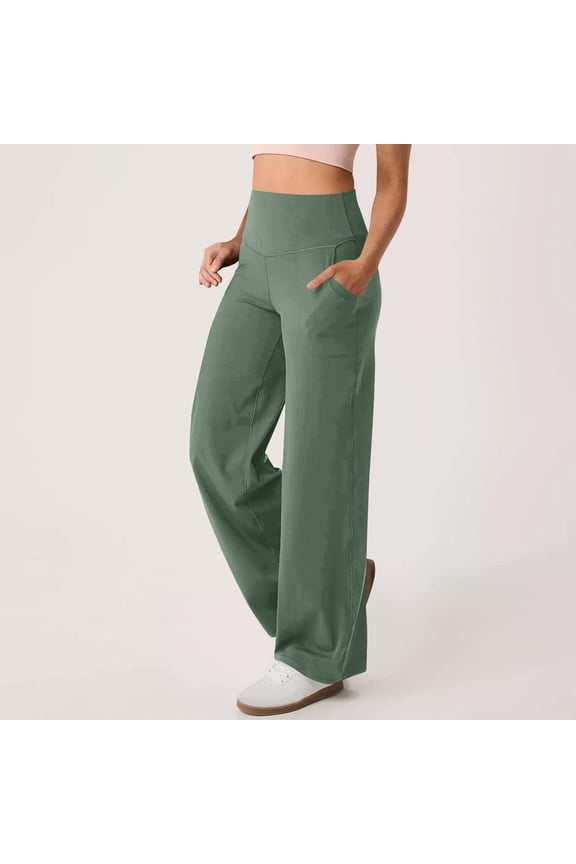 Wide Leg Pants for Women Soft Stretchy Tummy Control Yoga Pants Athletic Workout Pants Cozy Bootcut Leggings Trousers