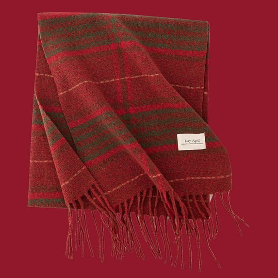 Cxenplz Winter Scarf for Women Shawl Winter Warmth Feel Tassel Plaid Large Oversized Scarves Wraps Christmas Gift, Red