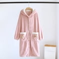 thumbnail image 1 of Cxenplz Women Hooded Plush Robe Soft Warm Fleece Winter Bathrobes Full Length Button Down Winter Loungewear, 1 of 9