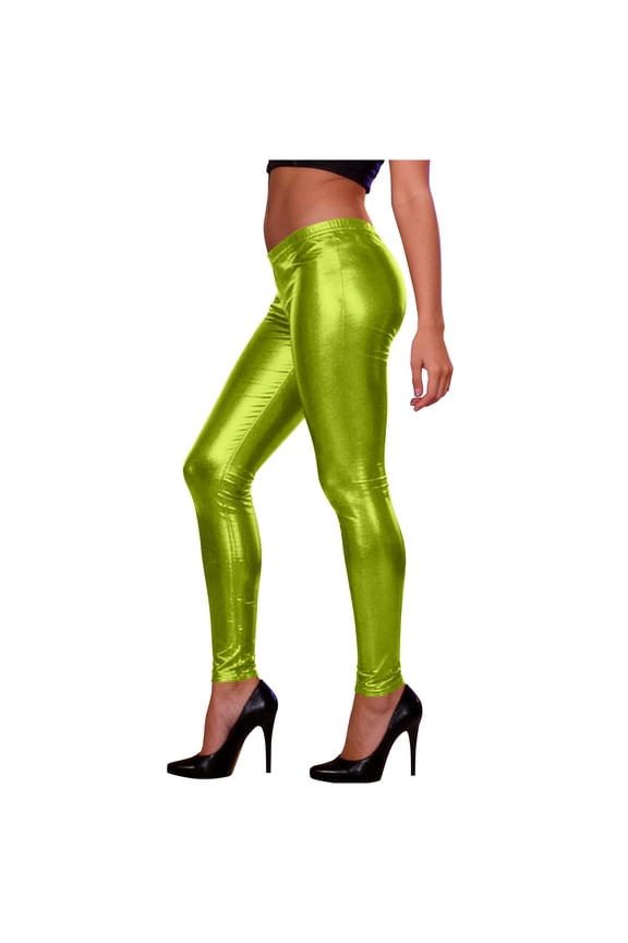 Women Shiny Metallic Leggings Party Bright Pencil Pant Fitness Fashion Jeggings Candy Color Trousers