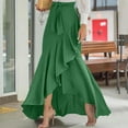 thumbnail image 1 of Cxenplz Women Wrap Dance Skirt High Waist Wrap Irregular Flowy Ruffle Skirts Trendy Summer Fall High Low Slit Front A-line Midi Skirt, 1 of 6