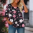 thumbnail image 1 of Cxenplz Women's Blouses 3/4 Sleeve Summer Dressy Print Tunic Tops Casual Trendy Going Out V Neck Blouse T-Shirts, 1 of 6