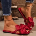 thumbnail image 1 of Cxenplz Women's Bow Slide Sandals Open Toe Slip On Summer Flat Sandals, 1 of 9