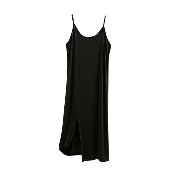 Cxenplz Women's Full Slips for Under Dress Spaghetti Straps Cami Slip Dresses V Neck Split Long Nightgowns